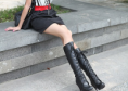 Lace Up Rivet PU Boots